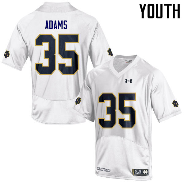 Youth NCAA Notre Dame Fighting Irish #35 David Adams Stitched College Under Armour Authentic White Football Jersey HT10E72SH